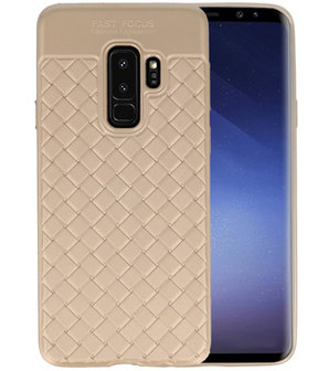 Goud Geweven hard case hoesje voor Samsung Galaxy S9 Plus