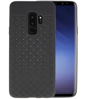 Zwart Geweven hard case hoesje voor Samsung Galaxy S9 Plus