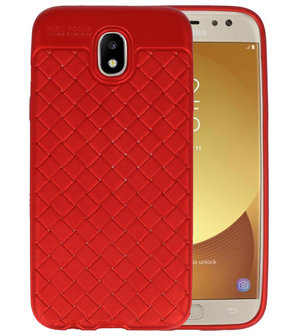 Rood Geweven hard case hoesje voor Samsung Galaxy J5 2017