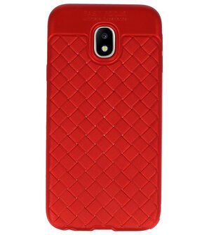 Rood Geweven hard case hoesje voor Samsung Galaxy J3 2017