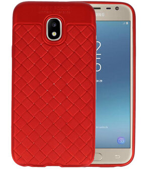 Rood Geweven hard case hoesje voor Samsung Galaxy J3 2017