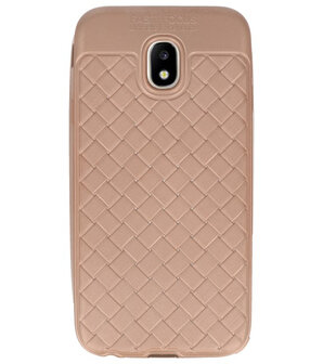 Goud Geweven hard case hoesje voor Samsung Galaxy J3 2017