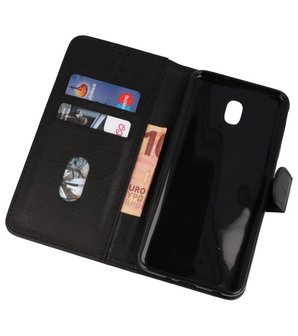 Zwart booktype wallet case Hoesje voor Samsung Galaxy J7 2018