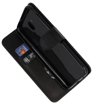 Zwart booktype wallet case Hoesje voor Samsung Galaxy J7 2018
