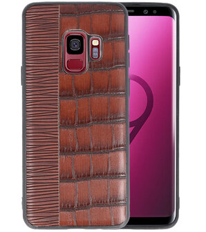 Croco Donker Bruin hard case hoesje voor Samsung Galaxy S9
