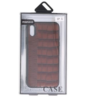 Croco Donker Bruin hard case hoesje voor Apple iPhone X