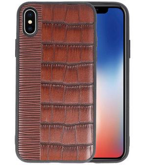 Croco Donker Bruin hard case hoesje voor Apple iPhone X