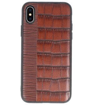 Croco Donker Bruin hard case hoesje voor Apple iPhone X