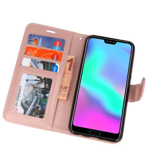 Roze Wallet Case Hoesje voor Huawei Honor 10