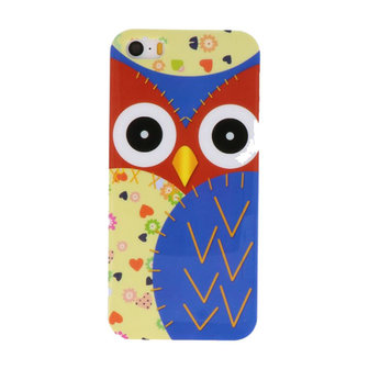 Blauw Uil Hard case cover hoesje voor Apple iPhone 5/5s/SE