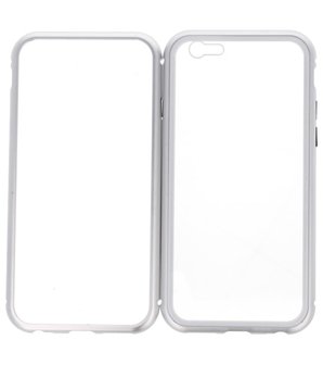 Zilver Transparant Magnetisch Back Cover Hoesje voor Apple iPhone 6 / 6s