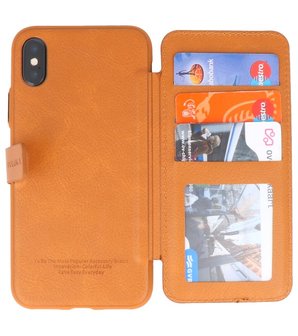 Bruin Back Cover Book Design Hoesje voor iPhone X 