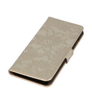 Goud Lace Boosktyle Wallet Hoesje voor Nokia Lumia 830