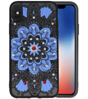 Blauw Diamant Mandala&nbsp;Back Cover Hoesje voor iPhone X