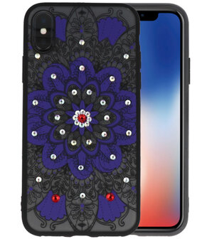 Paars Diamant Mandala&nbsp;Back Cover Hoesje voor iPhone X