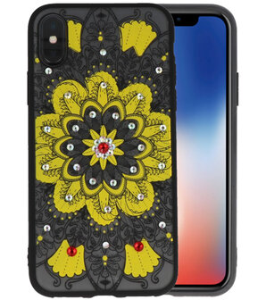 Geel Diamant Mandala&nbsp;Back Cover Hoesje voor iPhone X