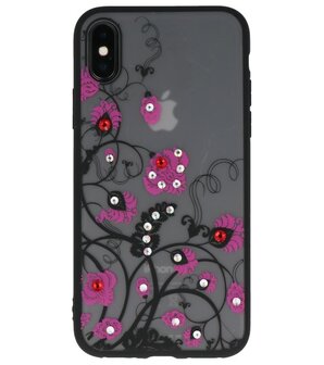 Roze Diamant Bloemen&nbsp;Back Cover Hoesje voor iPhone X