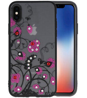 Roze Diamant Bloemen&nbsp;Back Cover Hoesje voor iPhone X