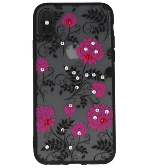 Roze Diamant Lotus Back Cover Hoesje voor iPhone X