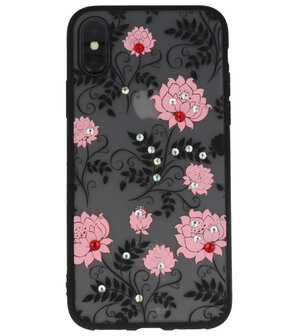 Licht Roze Diamant Lotus Back Cover Hoesje voor iPhone X