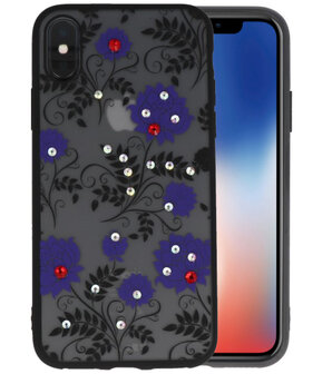 Paars Diamant Lotus Back Cover Hoesje voor iPhone X