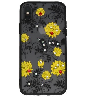 Geel Diamant Lotus Back Cover Hoesje voor iPhone X