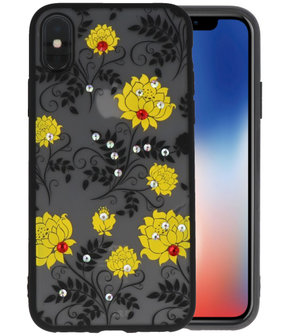 Geel Diamant Lotus Back Cover Hoesje voor iPhone X