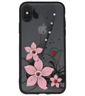 Licht Roze Diamant Narcis Back Cover Hoesje voor iPhone X