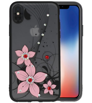 Licht Roze Diamant Narcis Back Cover Hoesje voor iPhone X