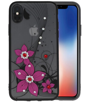 Roze Diamant Narcis Back Cover Hoesje voor iPhone X