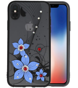 Blauw Diamant Narcis Back Cover Hoesje voor iPhone X