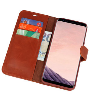 Bruin Rico Vitello Echt Leren Bookstyle Wallet Hoesje voor Samsung Galaxy S8 Plus