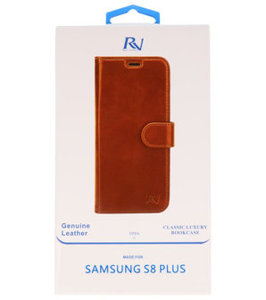 Bruin Rico Vitello Echt Leren Bookstyle Wallet Hoesje voor Samsung Galaxy S8 Plus