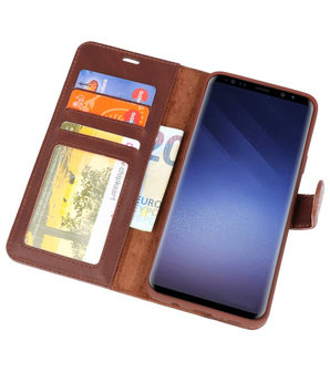 Mocca Rico Vitello Echt Leren Bookstyle Wallet Hoesje voor Samsung Galaxy S9&nbsp;Plus