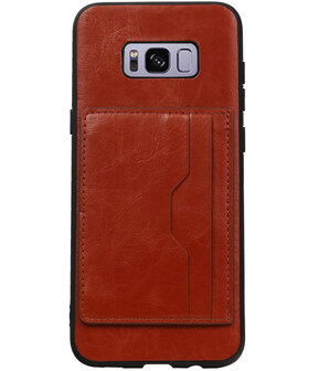 Bruin Staand Back Cover 2 Pasjes Hoesje voor Galaxy S8 Plus 