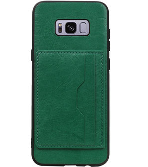 Groen Staand Back Cover 2 Pasjes voor Galaxy S8 Plus 