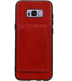 Rood Staand Back Cover 2 Pasjes Hoesje voor Galaxy S8 Plus