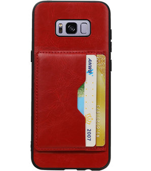 Rood Staand Back Cover 2 Pasjes Hoesje voor Galaxy S8 Plus