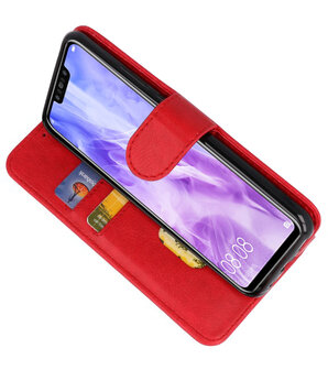 Rood Bookstyle Wallet Cases Hoesje voor Huawei Nova 3