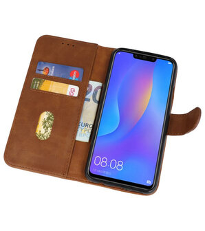 Bruin Bookstyle Wallet Cases Hoesje voor Huawei P Smart Plus