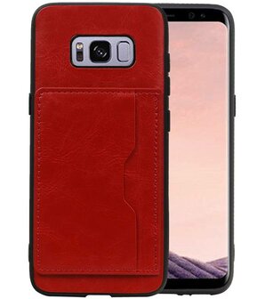 Rood Staand Back Cover 1 Pasje Hoesje voor Samsung Galaxy S8 