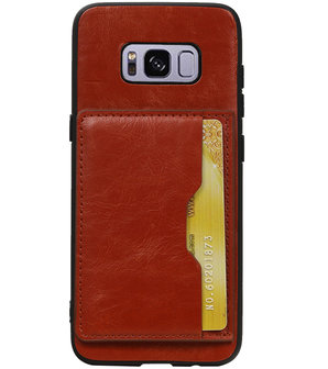 Bruin Staand Back Cover 1 Pasje Hoesje voor Samsung Galaxy S8 
