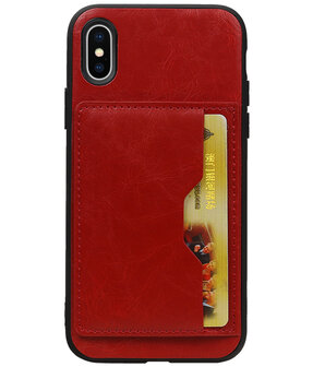 Rood Staand Back Cover 1 Pasje Hoesje voor iPhone X