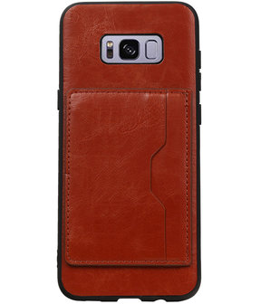 Bruin Staand Back Cover 1 Pasje Hoesje voor Samsung Galaxy S8 Plus