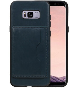 Navy Staand Back Cover 1 Pasje Hoesje voor Samsung Galaxy S8 Plus 