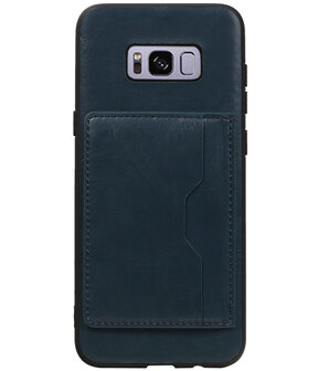Navy Staand Back Cover 1 Pasje Hoesje voor Samsung Galaxy S8 Plus 