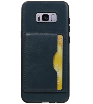 Navy Staand Back Cover 1 Pasje Hoesje voor Samsung Galaxy S8 Plus 