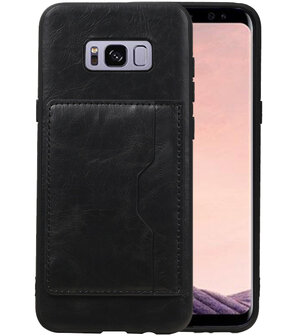 Zwart Staand Back Cover 1 Pasje Hoesje voor Samsung Galaxy S8 Plus