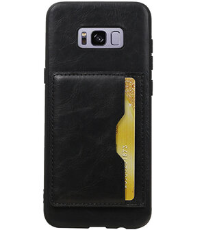 Zwart Staand Back Cover 1 Pasje Hoesje voor Samsung Galaxy S8 Plus