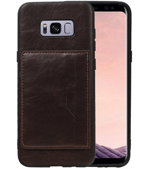 Mocca Staand Back Cover 1 Pasje Hoesje voor Samsung Galaxy S9